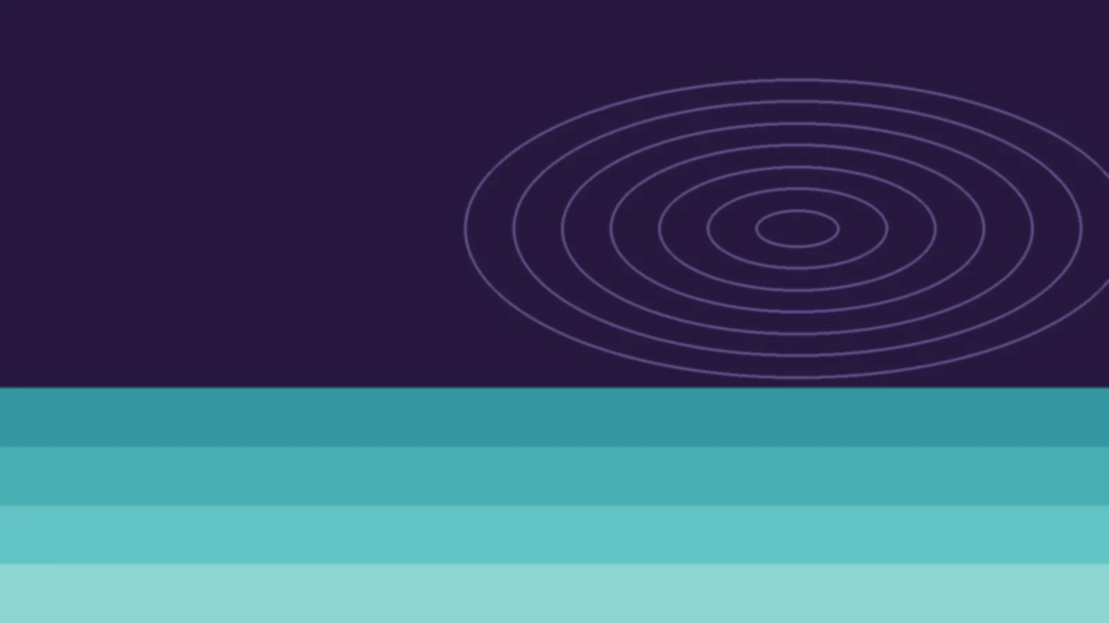 Abstract graphic of aqua horizontal bands below a dark violet field with faint oval ripple rings