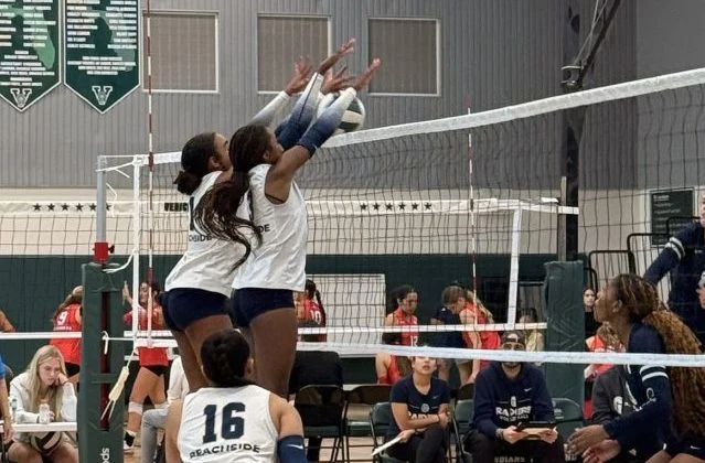 Beachside volleyball block