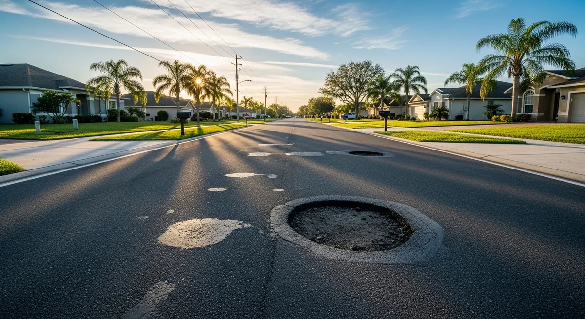 Road in Palm Bay Estates reopens after repairs, but major pothole remains